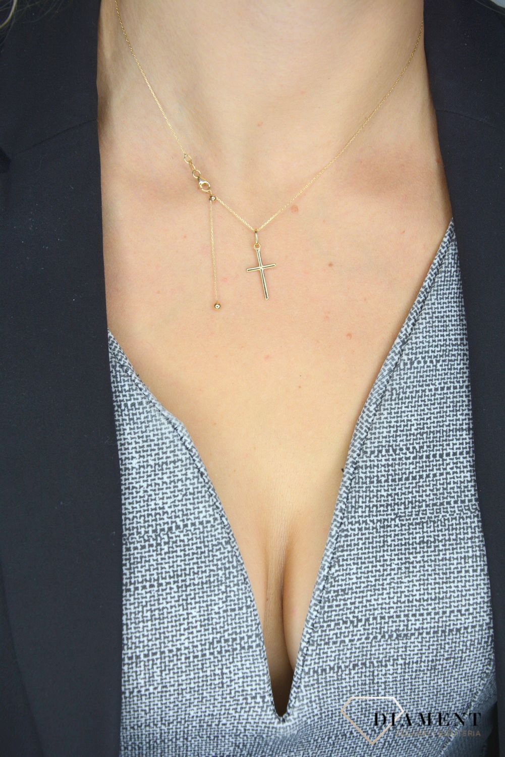 Złoty naszyjnik 585 o szerokości 0,5 mm ze złotą kuleczką DIA-LAN-1255-585 0,5mm.jpg